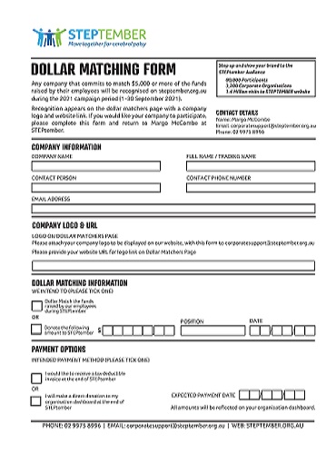 Dollar Matching Form