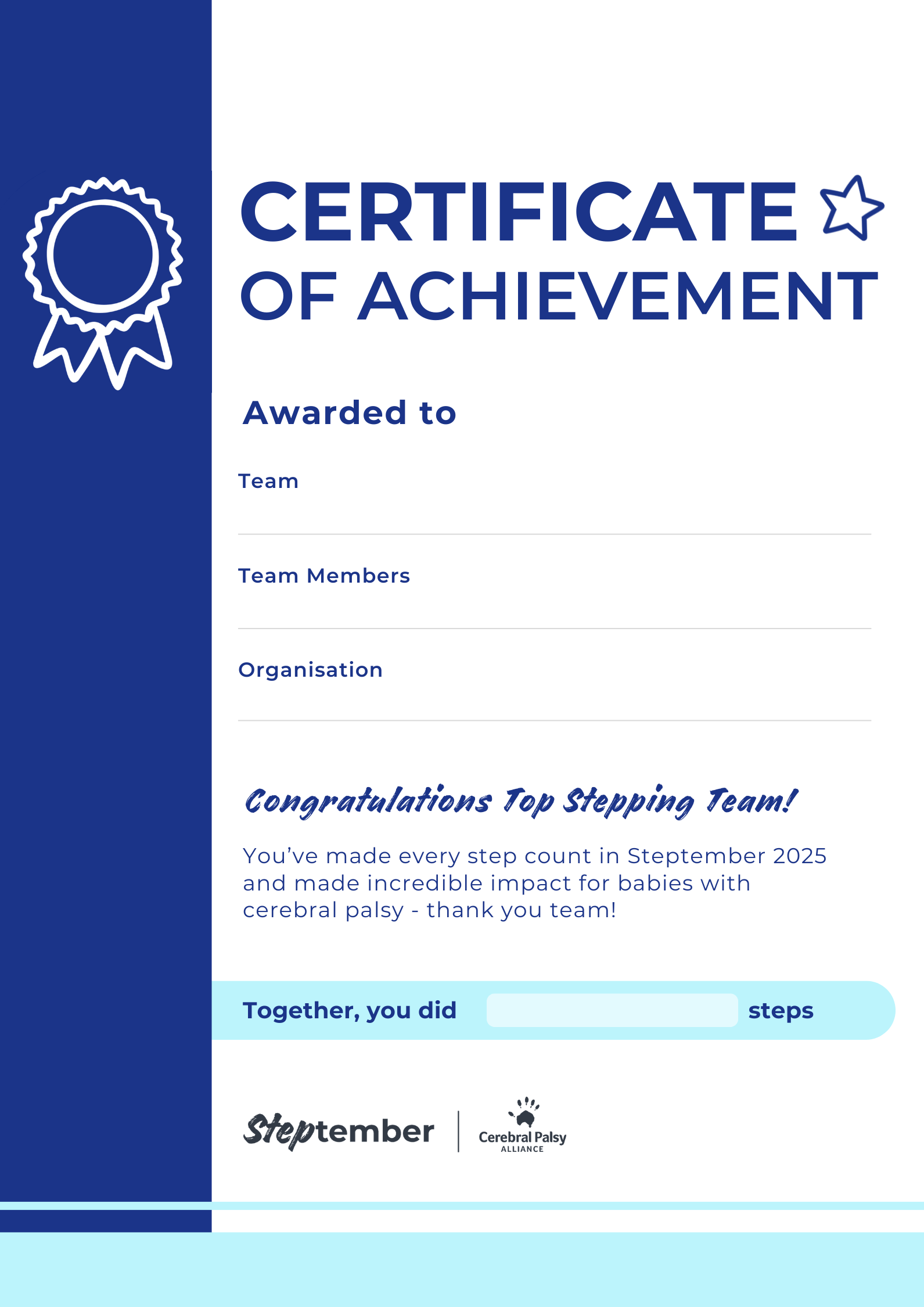 Editable Certificate - Top Stepping Team