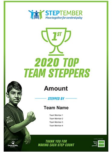 STEPtember Certificates - Top 3 Team Steppers