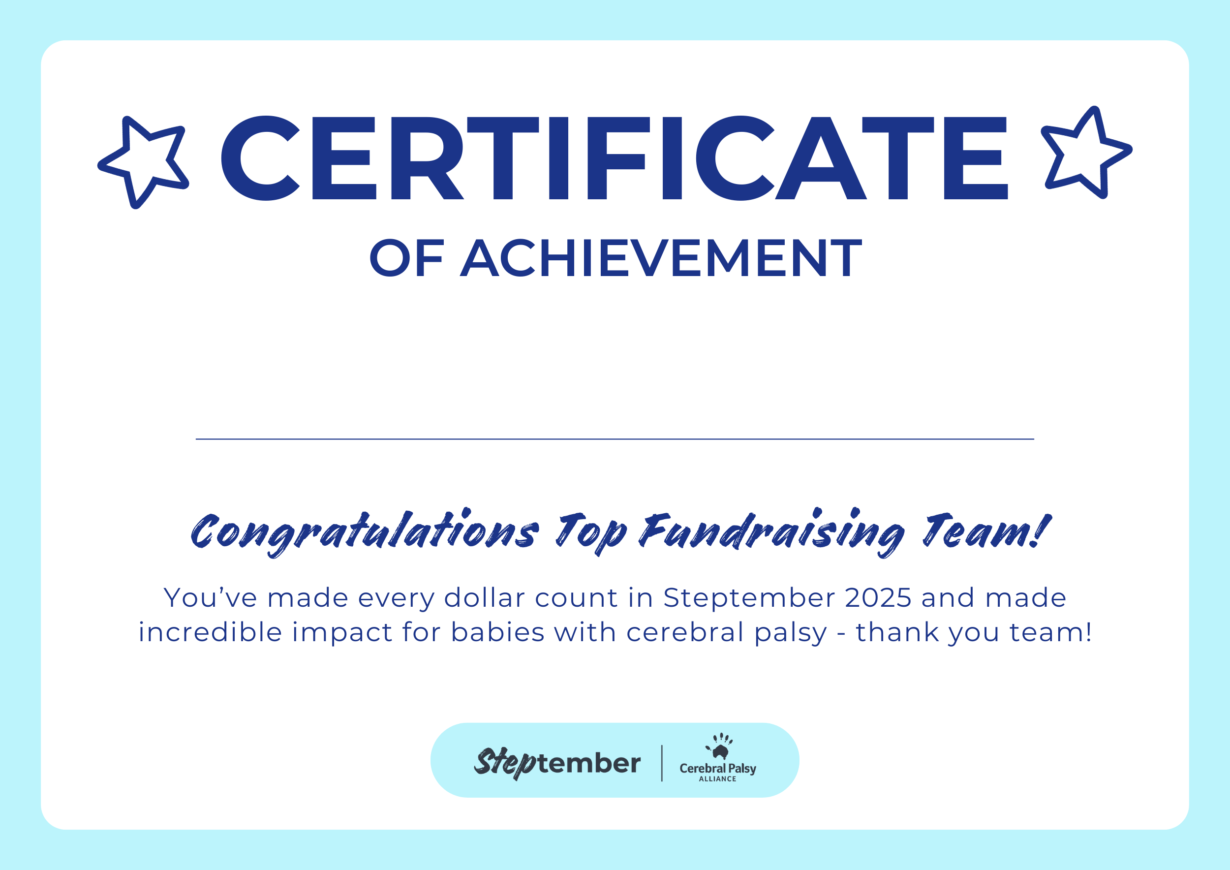 Certificate - Top Fundraising Team