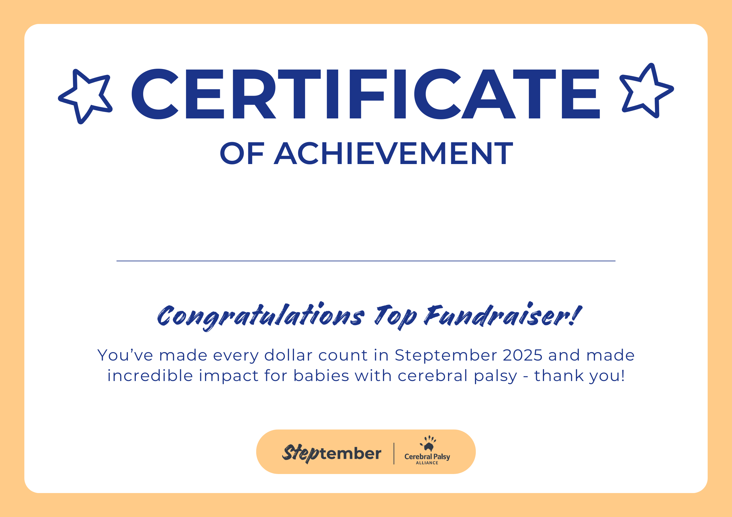 Certificate - Top Fundraiser