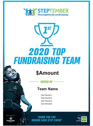 STEPtember Certificates - Top 3 Team Fundraisers