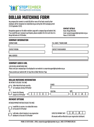 Dollar Matching Form