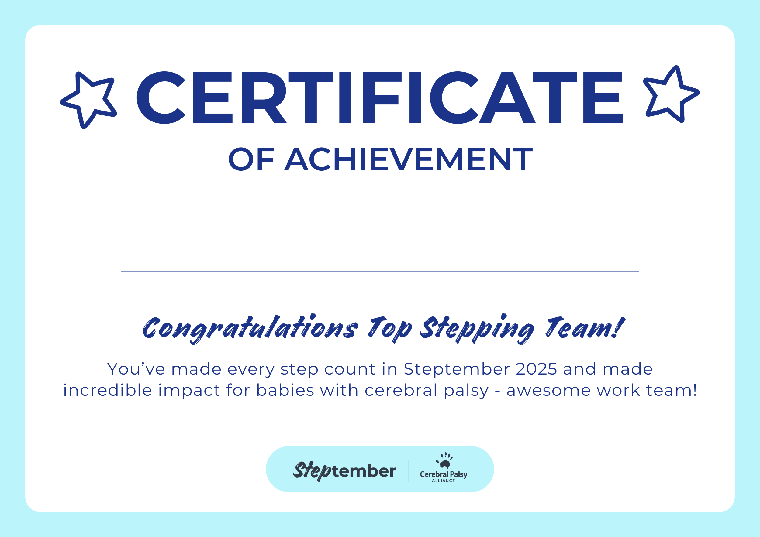 Certificate - Top Stepping Team