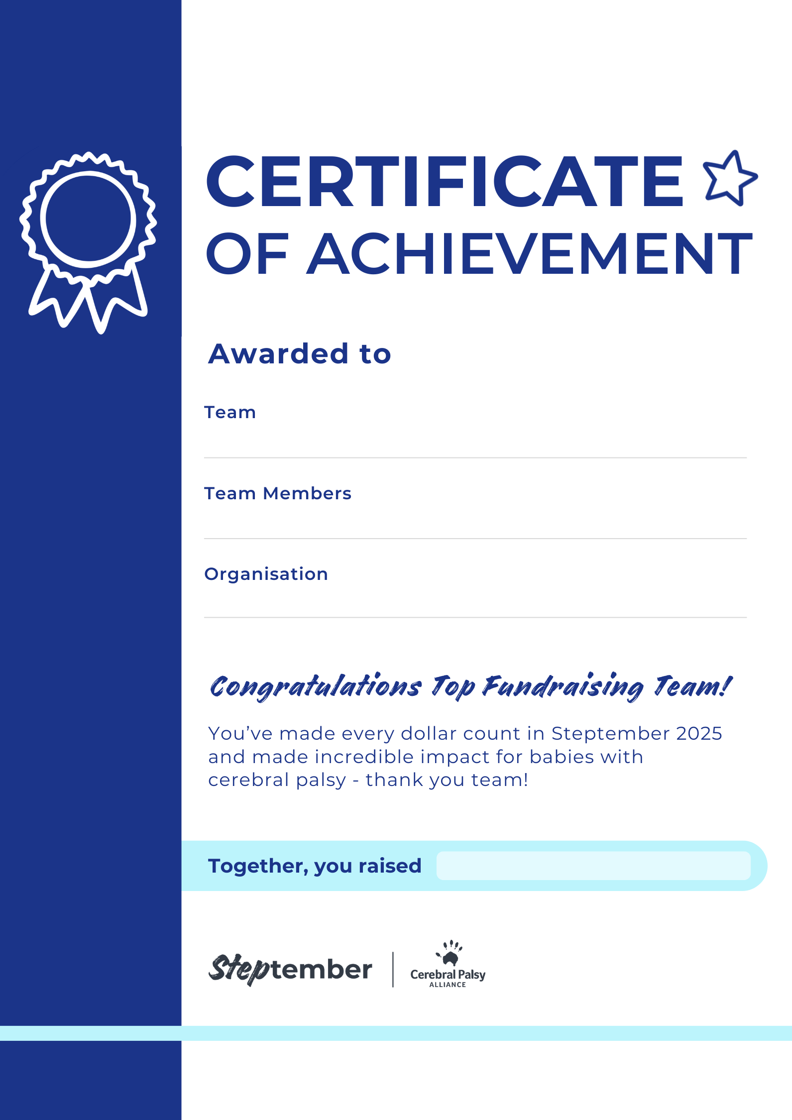 Editable Certificate - Top Fundraising Team